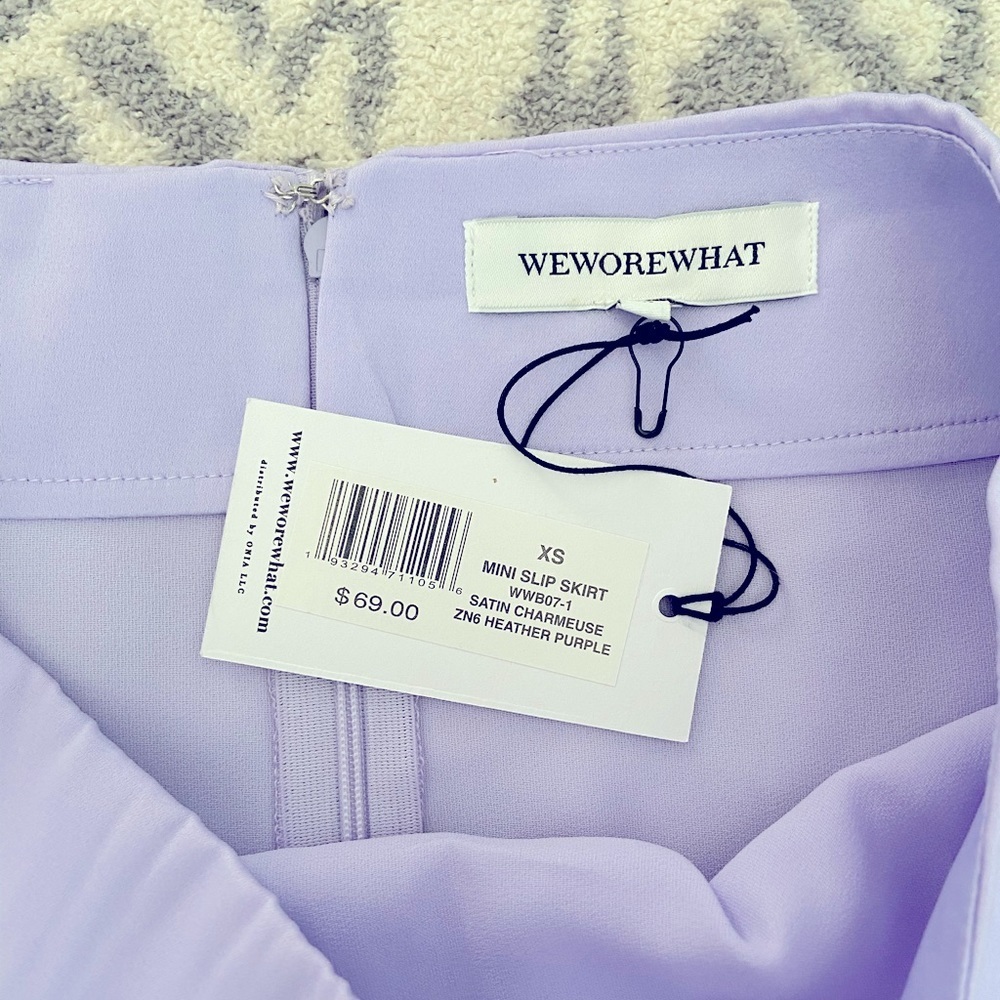 NWT WE WORE WHAT MINI SLIP SKIRT IN HEATHER PURPLE SIZE XS - Picture 3 of 9